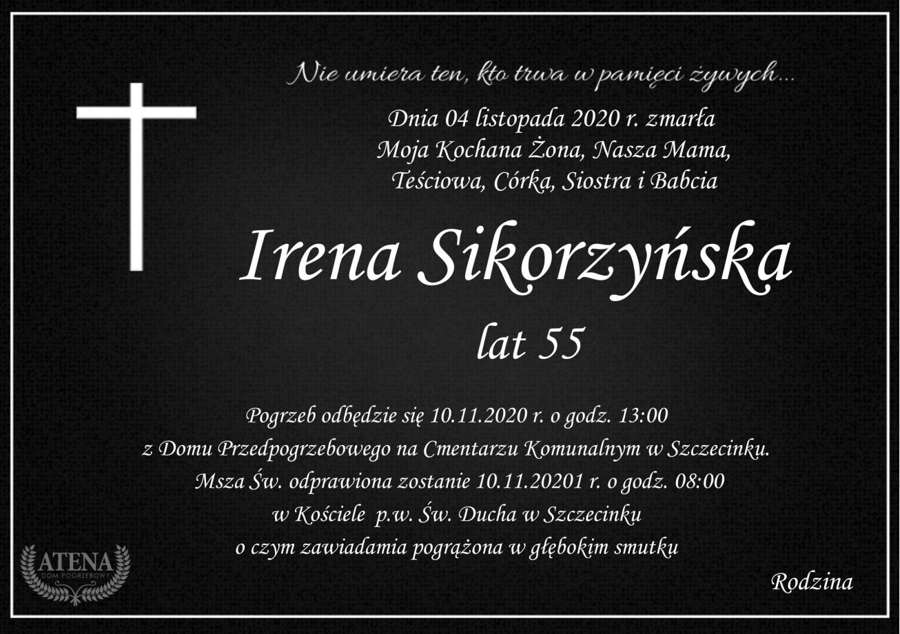 Irena Sikorzyńska Dom pogrzebowy ATENA